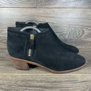 Boden Women's Size 9.5 Black Suede Side Zip Ankle Boots Booties